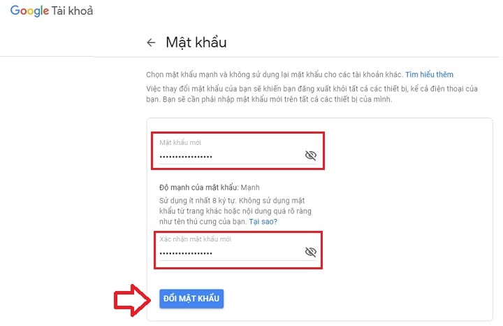 Cách đổi mật khẩu Gmail trên điện thoại và máy tính