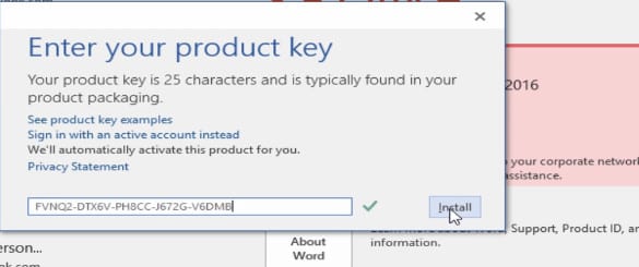 Chia sẻ Key Active Office 2016 Pro Plus bản quyền vĩnh viễn