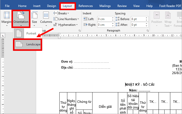 Cách xoay ngang 1 trang giấy trong Word 2010