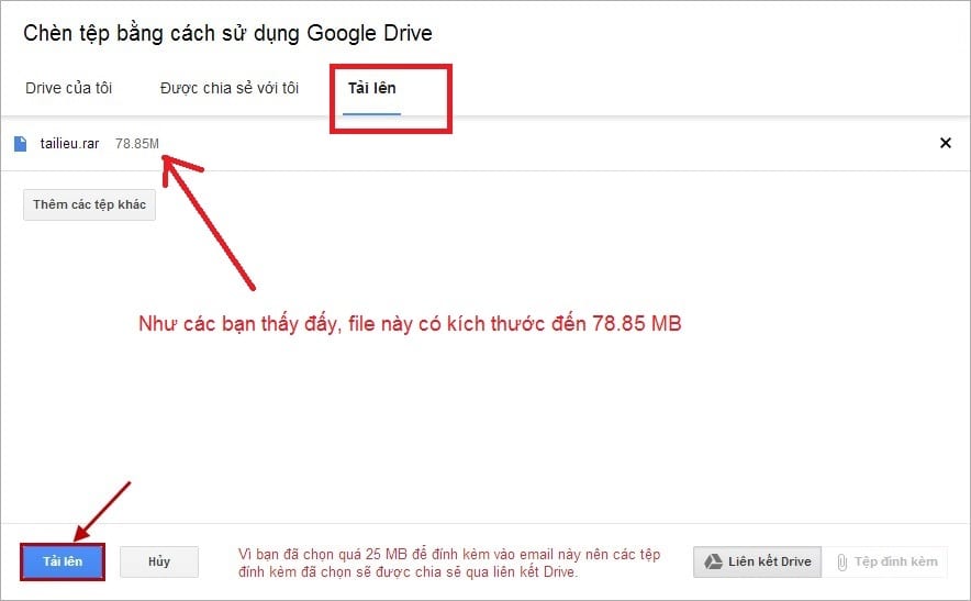 cách gửi file dung lượng lớn qua Gmail
