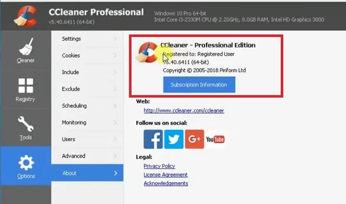 Share Key CCleaner Professional Active