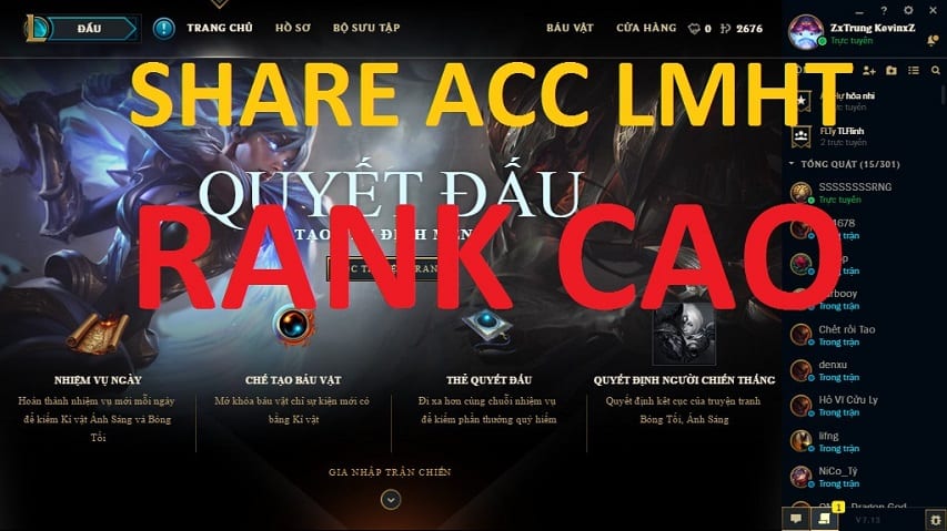 Share acc Liên Minh – Chia sẻ acc LOL VIP miễn phí mới nhất