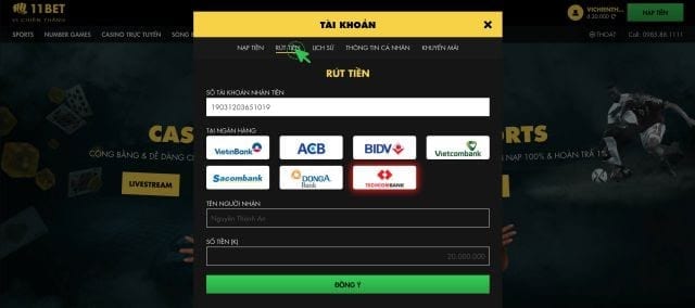 phương thức thanh toán của 11Bet