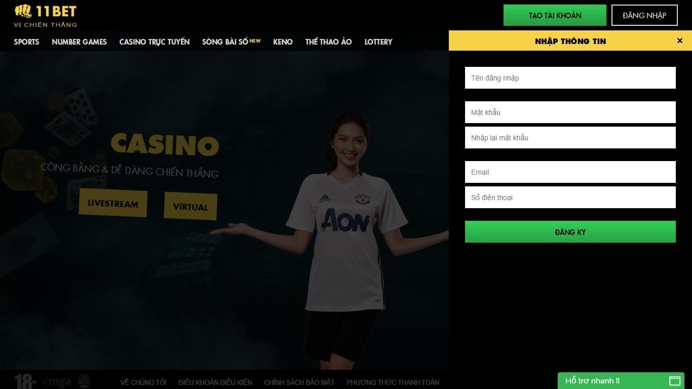 cách đăng ký và nạp tiền 11Bet 