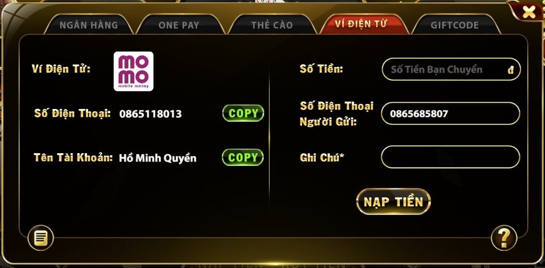  cách nạp và rút tiền Game bài GO88