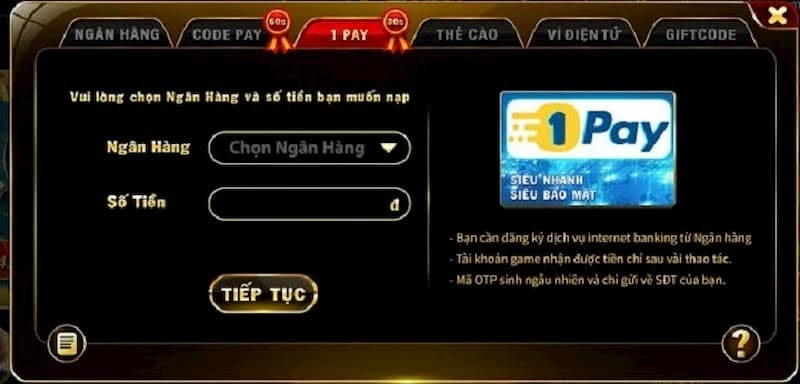 Nạp tiền qua One pay Go88