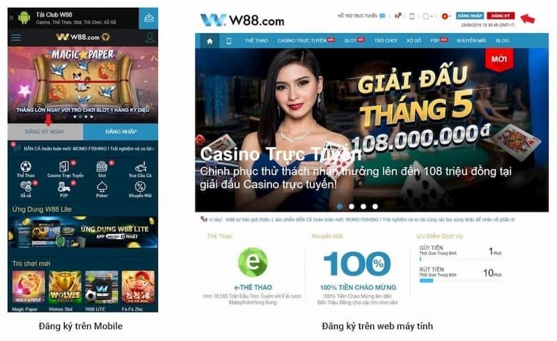 Đăng ký tài khoản tại W88