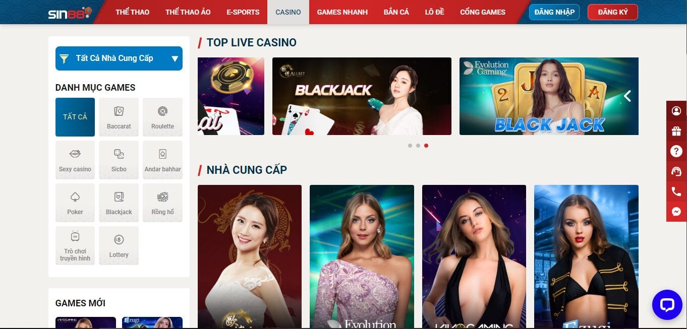 Live casino tại sin88