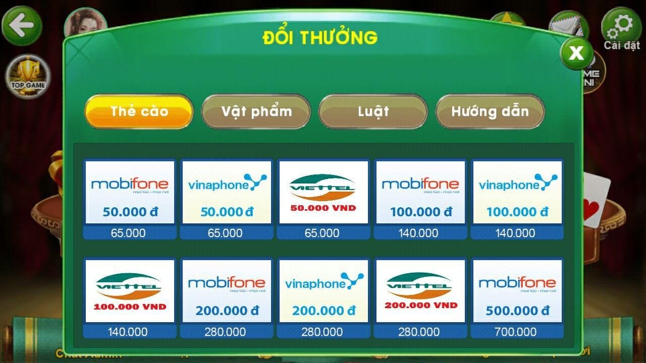 game đánh bài đổi thẻ cào