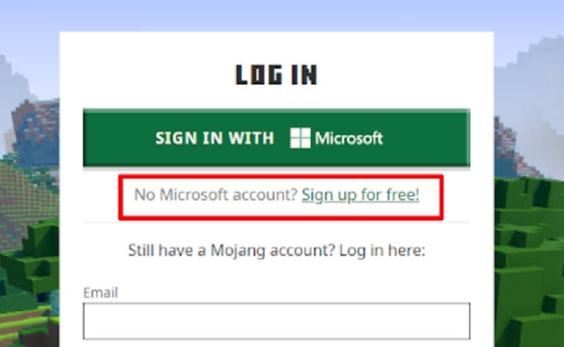 Cách tạo tài khoản Minecraft 