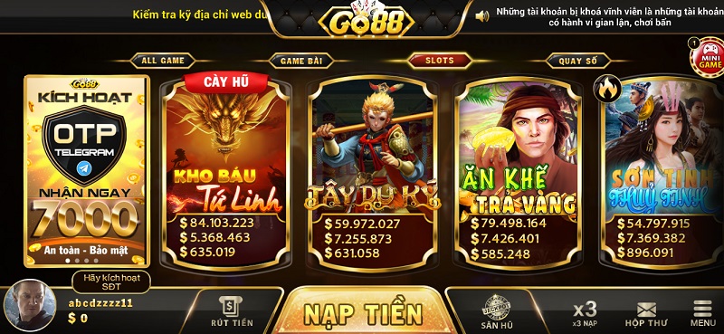 Hạng mục game nổ hũ với đa dạng tựa game siêu hay