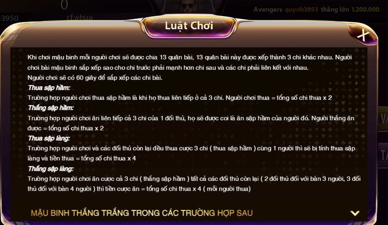 Quy tắc chơi game bài mậu binh Gemwin mọi game thủ cần phải nắm chắc